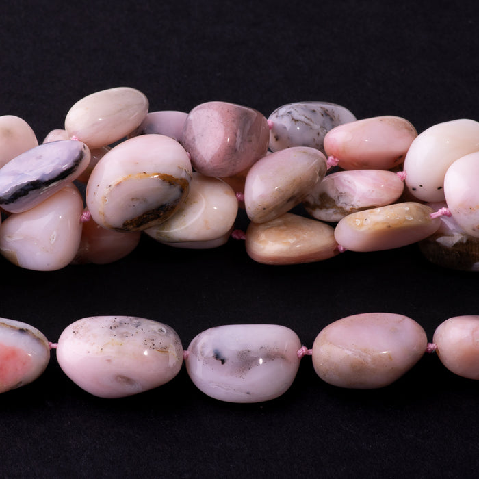 Pink Opal 12-20mm Pebble - 15-16 Inch