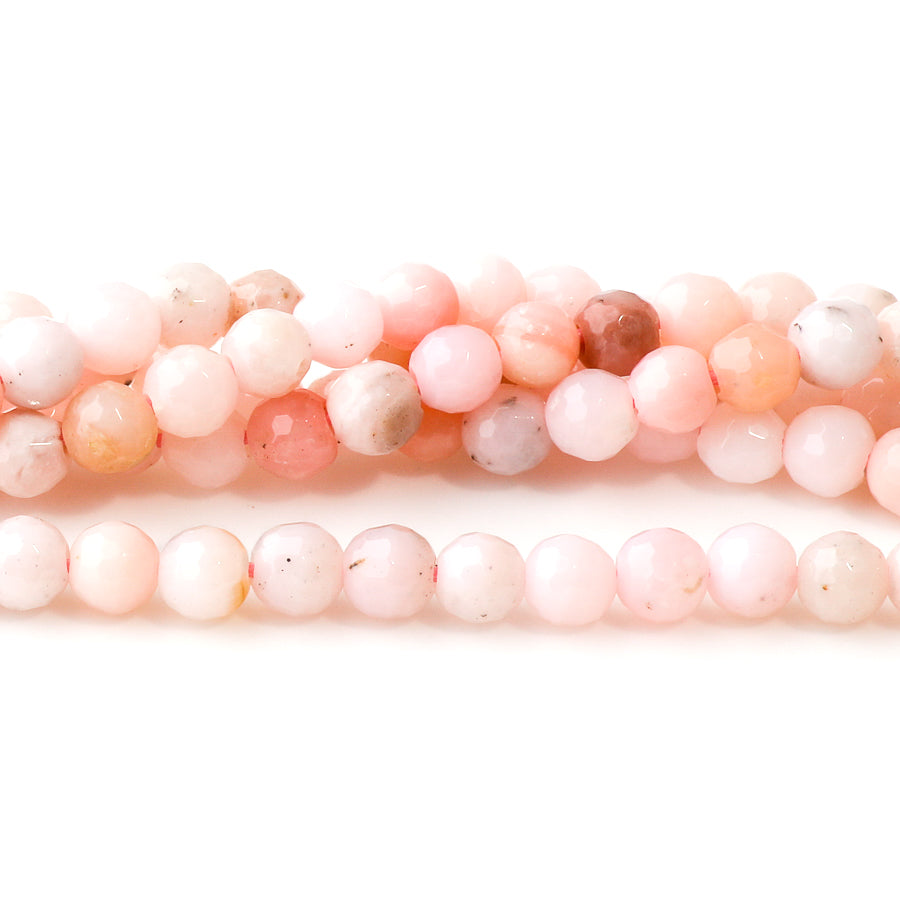 Pink Opal 6mm Round Faceted - Large Hole Beads