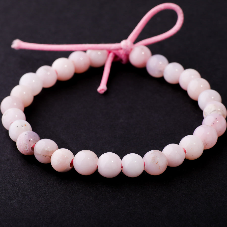 Natural Pink Opal Large Hole Beads – 8mm Round, Strand | Dakota Stones