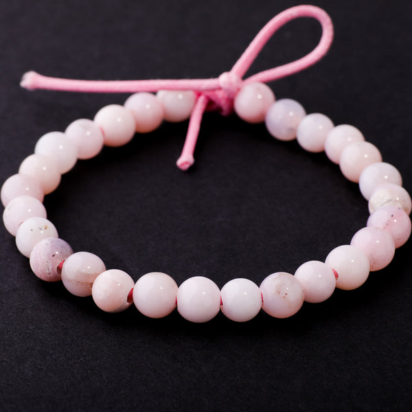 Natural Pink Opal Large Hole Beads – 8mm Round, Strand | Dakota Stones