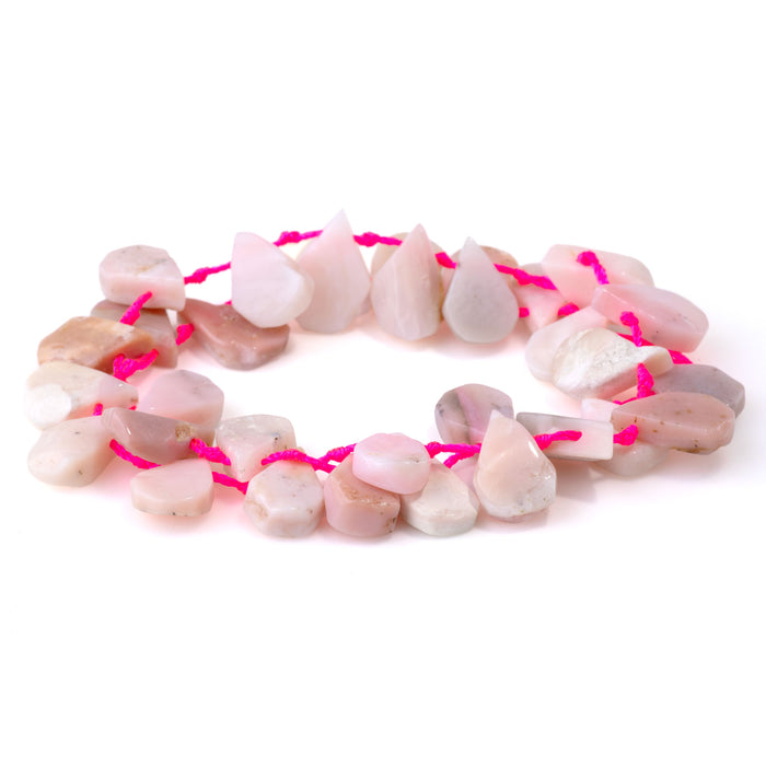 Pink Opal 9x13-12x16mm Top Drill Irregular Flat Drop - 15-16 Inch