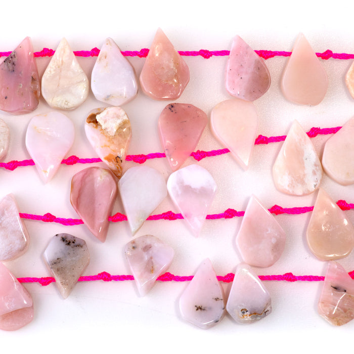 Pink Opal 9x13-12x16mm Top Drill Irregular Flat Drop - 15-16 Inch