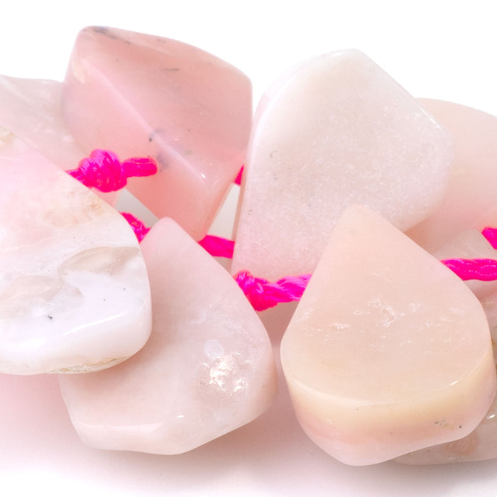 Pink Opal 9x13-12x16mm Top Drill Irregular Flat Drop - 15-16 Inch