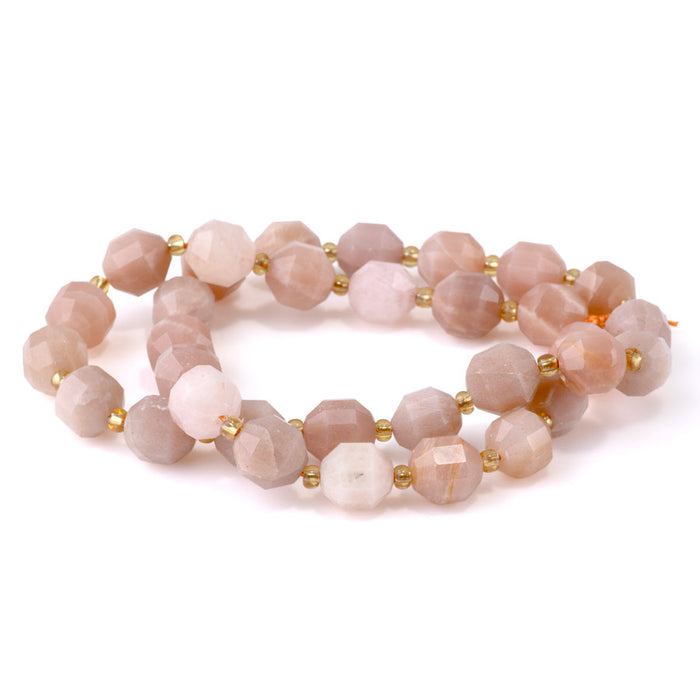 Peach Moonstone 10mm Faceted Energy Prism A Grade - 15-16 Inch