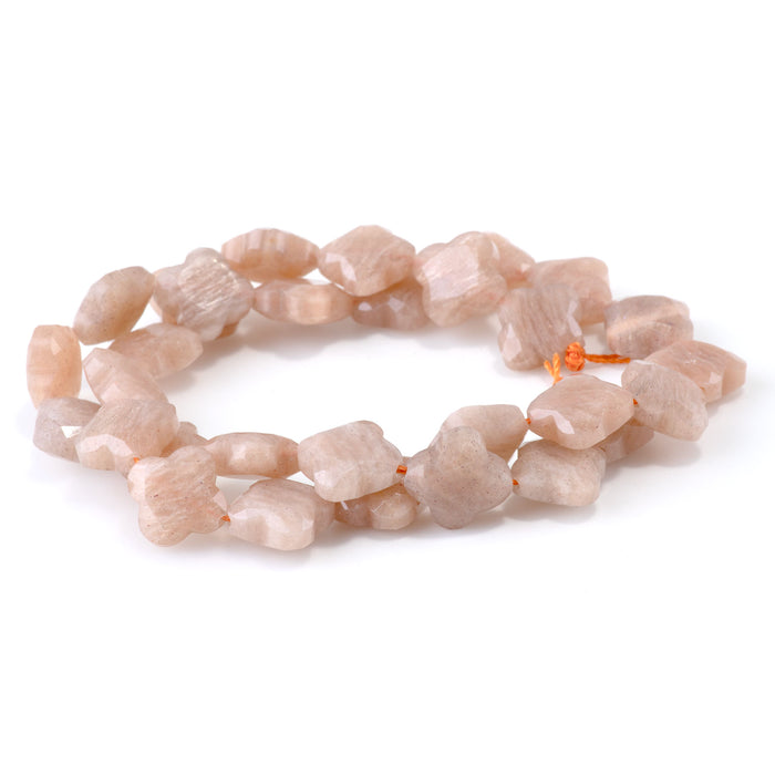 Peach Moonstone 13mm Faceted Clover A Grade - 15-16 Inch