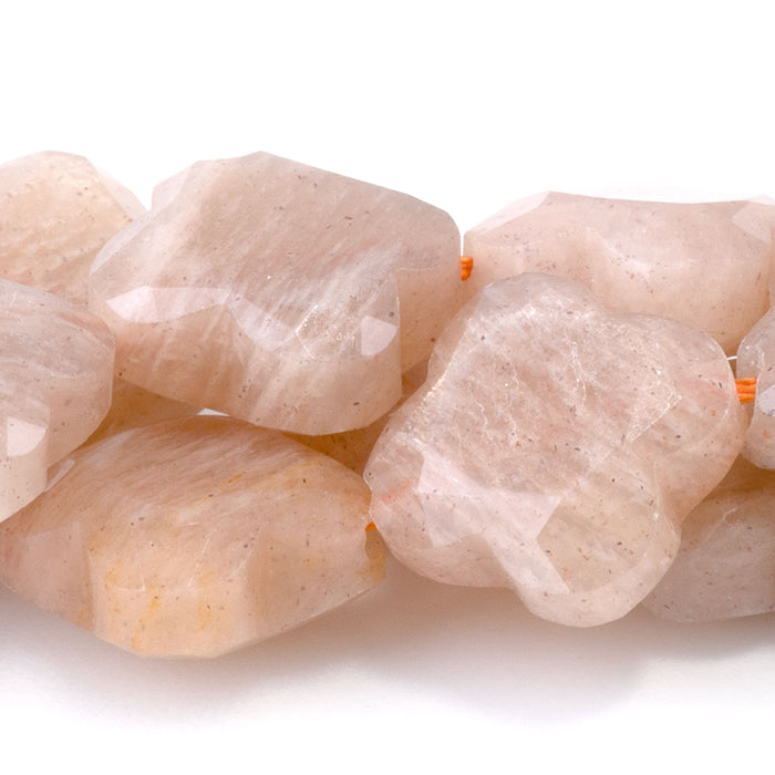Peach Moonstone 13mm Faceted Clover A Grade - 15-16 Inch