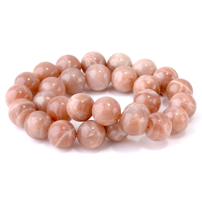 Peach Moonstone 14mm Round - 15-16 Inch