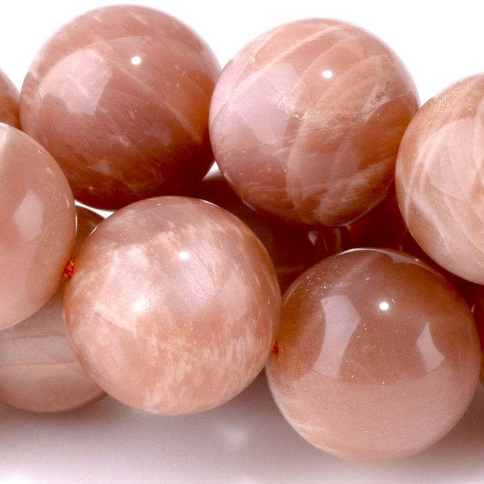 Peach Moonstone 14mm Round - 15-16 Inch