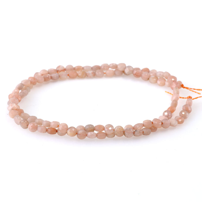 Peach Moonstone 4mm Faceted Coin 15-16 Inch
