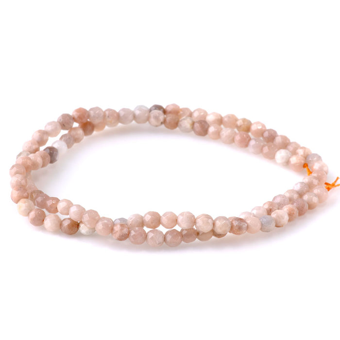 Peach Moonstone 4mm Faceted Round - 15-16 Inch