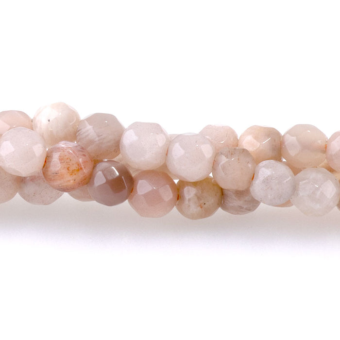 Peach Moonstone 4mm Faceted Round - 15-16 Inch