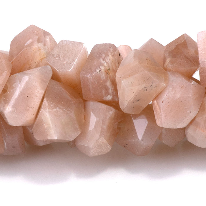 Peach Moonstone 5-8x8-10mm Handcut Faceted Nugget Bead - 15-16 Inch