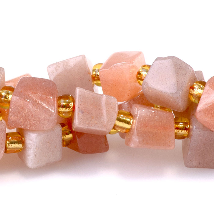 Peach Moonstone 5-6mm Irregular Cube - 15-16 Inch