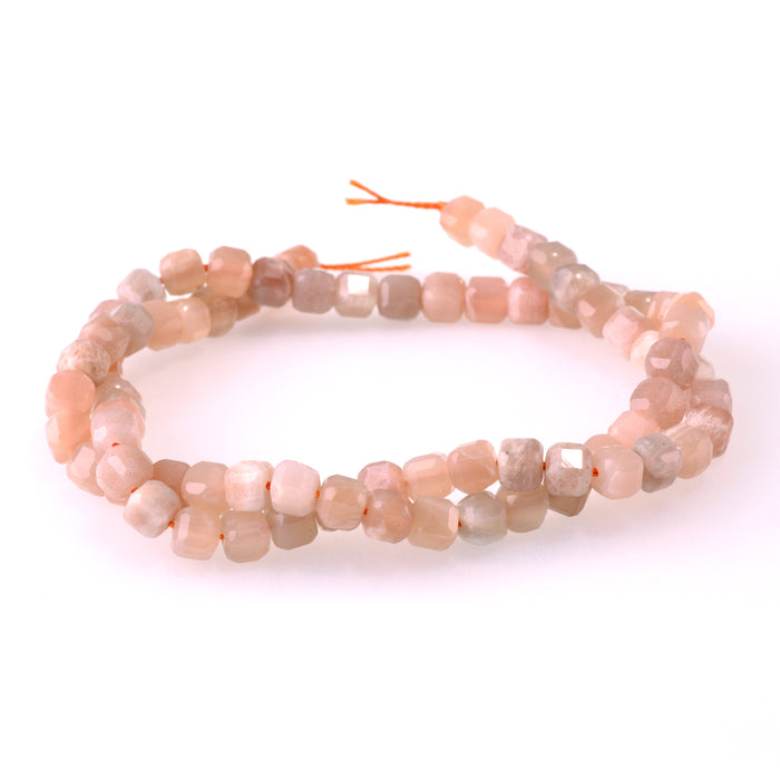 Peach Moonstone 5mm Table Cut Cube - 15-16 Inch