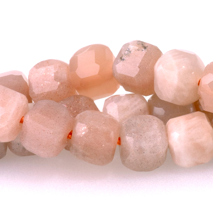Peach Moonstone 5mm Table Cut Cube - 15-16 Inch