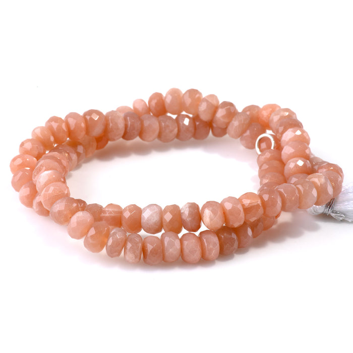 Peach Moonstone 5x8mm Faceted Rondelle - 18 Inch
