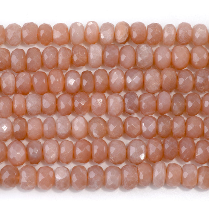 Peach Moonstone 5x8mm Faceted Rondelle - 18 Inch