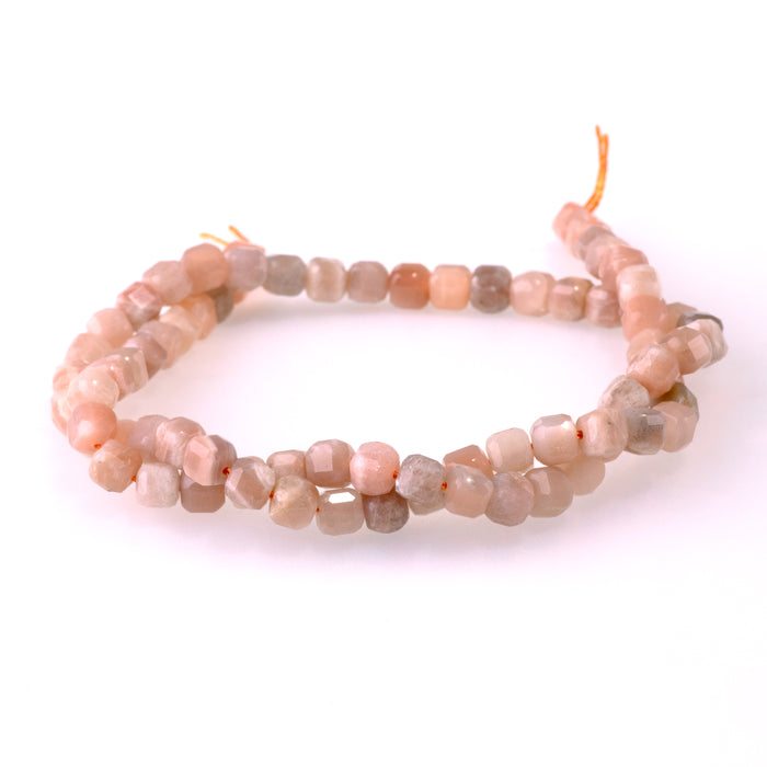 Peach Moonstone 6mm Table Cut Cube - 15-16 Inch