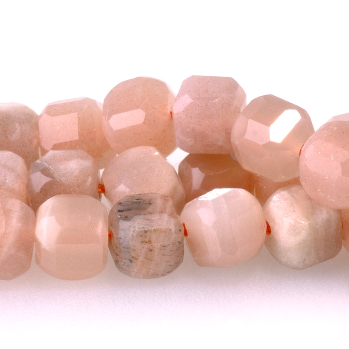 Peach Moonstone 6mm Table Cut Cube - 15-16 Inch