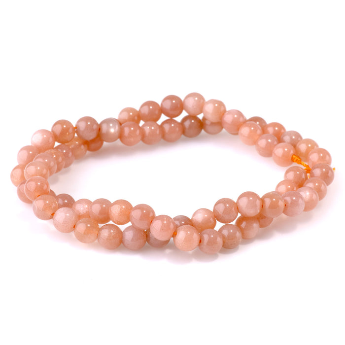 Peach Moonstone 6mm Round AA Grade - 15-16 Inch