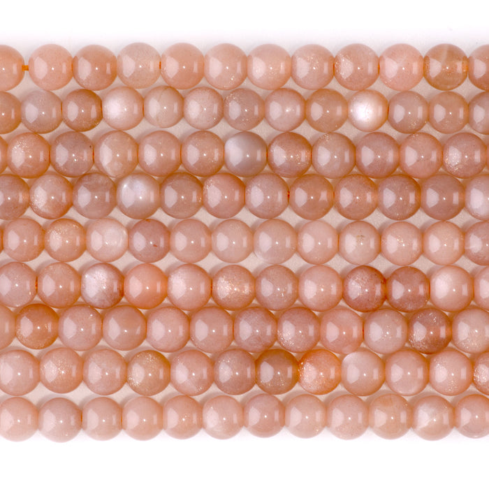 Peach Moonstone 6mm Round AA Grade - 15-16 Inch