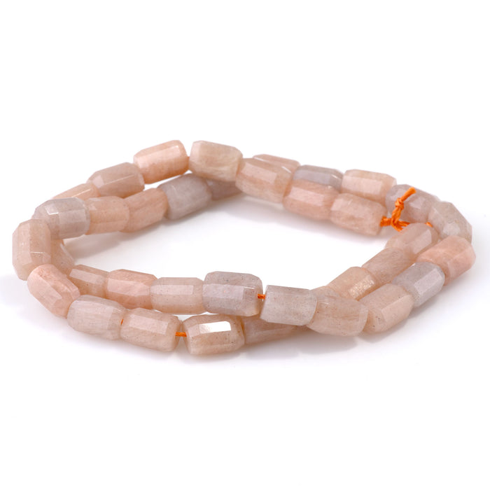 Peach Moonstone 7x10mm Faceted Tube - 15-16 Inch