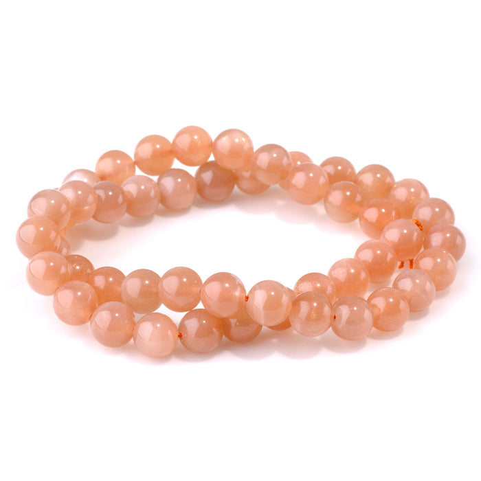 Peach Moonstone 8mm Round AA Grade - 15-16 Inch