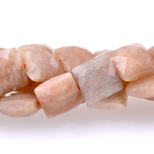 This is a Dakota Stones 8mm Peach Moonstone Gemstone strand with A grade faceted square beads in 15-16 inch strand.