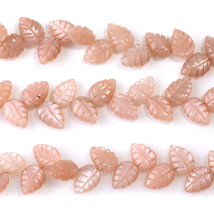 Peach Moonstone 8x11mm Leaf - 8 Inch