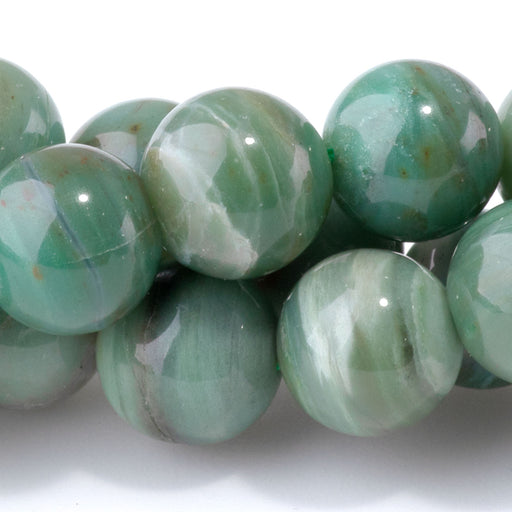 This is a Dakota Stones 10mm Pilbara Prase Gemstone strand with AA grade round beads in 15-16 inch strand.