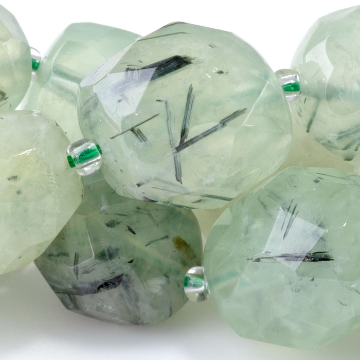 Prehnite 10x14-13x17mm Faceted Tumble Nugget - 15-16 Inch