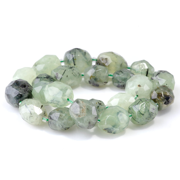 Prehnite 10x14-13x17mm Faceted Tumble Nugget - 15-16 Inch
