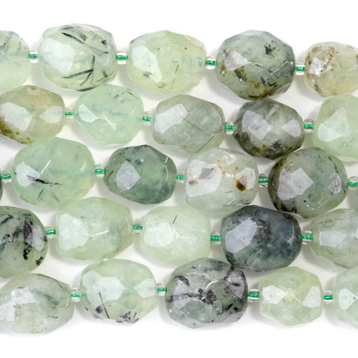 Prehnite 10x14-13x17mm Faceted Tumble Nugget - 15-16 Inch