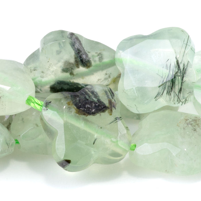 Prehnite 13mm Faceted Clover - 15-16 Inch