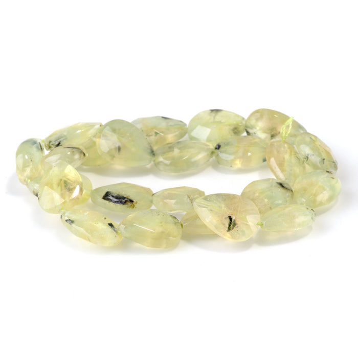 Prehnite 13x16mm Center Drilled Faceted Pear Bead - 15-16 Inch