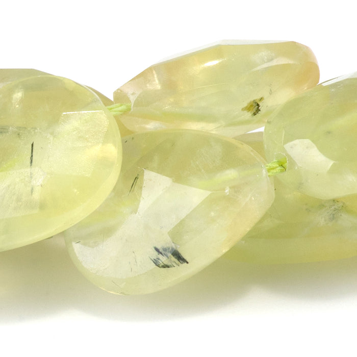 Prehnite 13x16mm Center Drilled Faceted Pear Bead - 15-16 Inch
