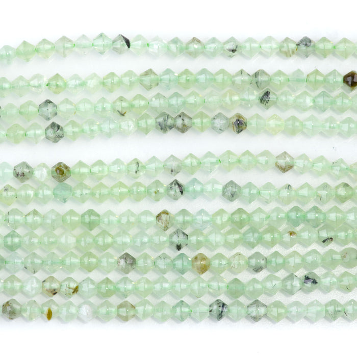 Prehnite 4mm Faceted Bicone - 15-16 Inch