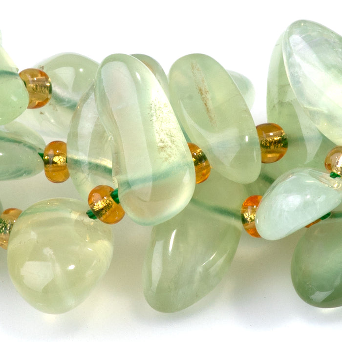 Prehnite 6x12-10x20mm Free Form Dancing Drops A Grade - 15-16 Inch
