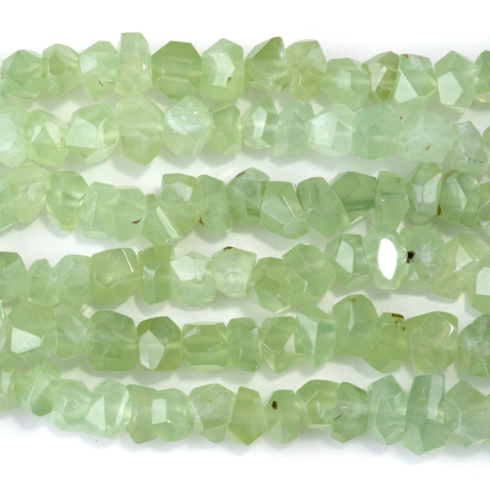 Prehnite 6x10mm Handcut Faceted Nugget Bead - 15-16 Inch