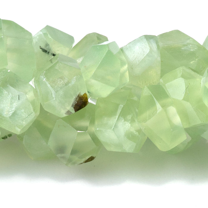 Prehnite 6x10mm Handcut Faceted Nugget Bead - 15-16 Inch