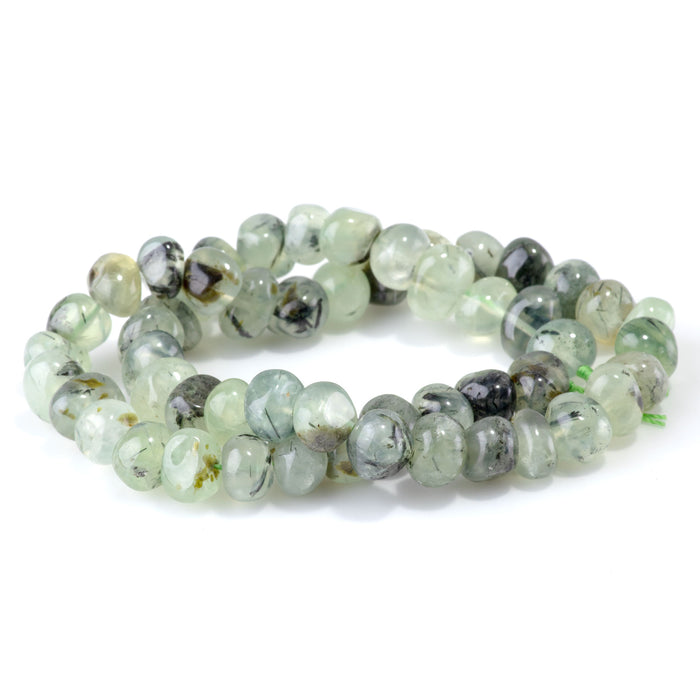 Prehnite 8x10-9x13mm Side Drilled Pebble - 15-16 Inch