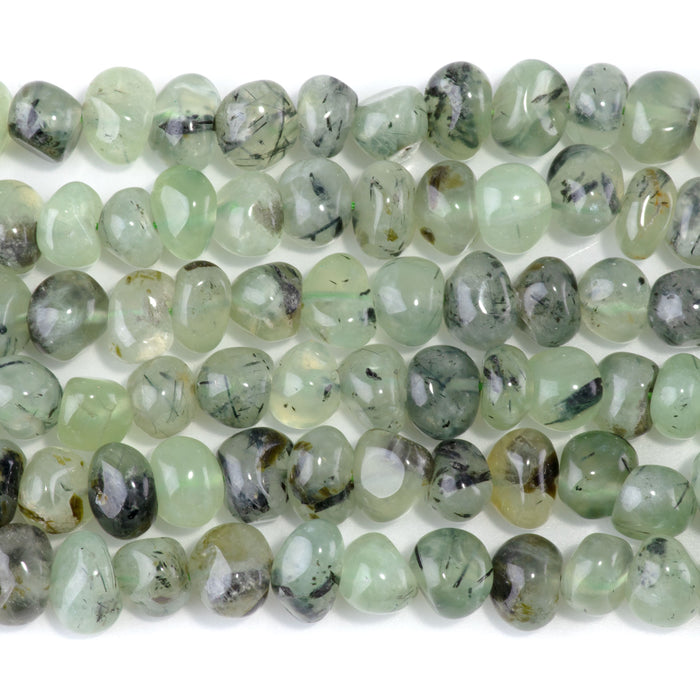 Prehnite 8x10-9x13mm Side Drilled Pebble - 15-16 Inch