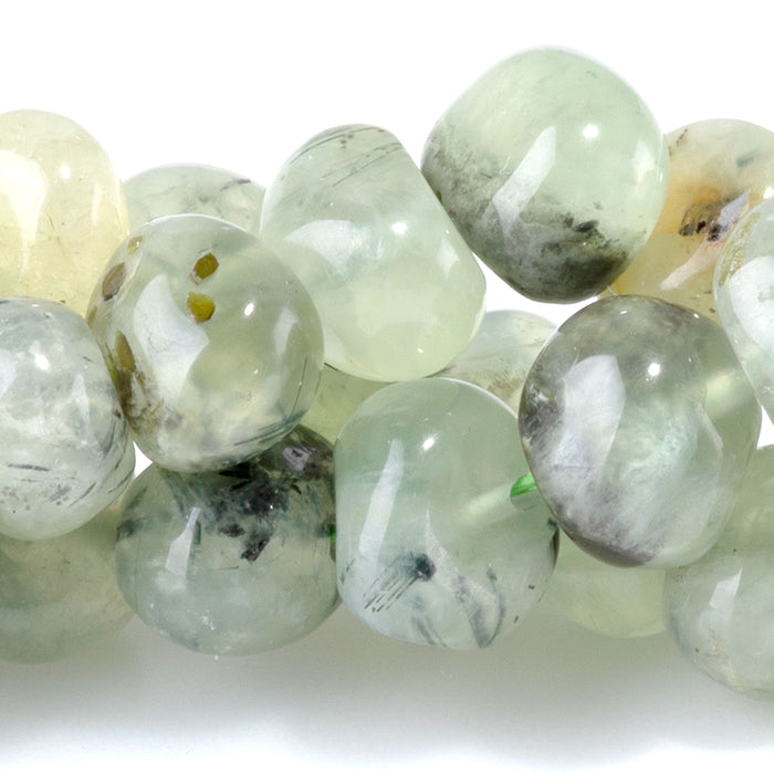 Prehnite 8x10-9x13mm Side Drilled Pebble - 15-16 Inch