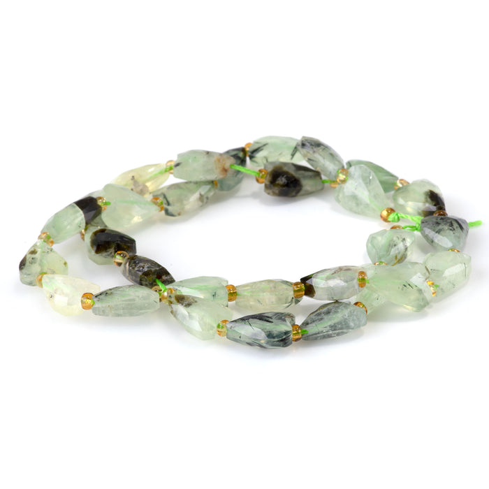 Prehnite 9x13mm Long Faceted Heart Bead - 15-16 Inch