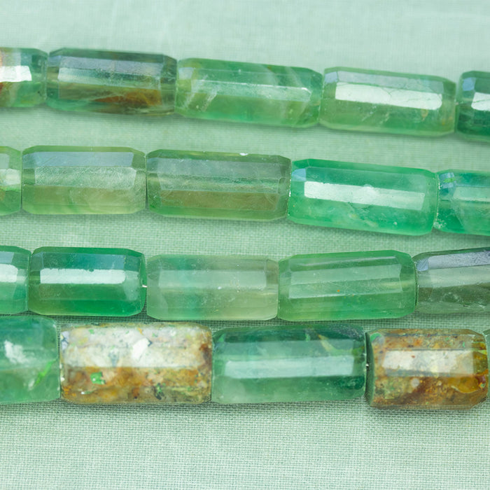 Prehnite 9x16mm Faceted Tube - 17-18 Inch