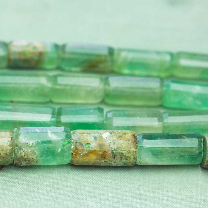 Prehnite 9x16mm Faceted Tube - 17-18 Inch