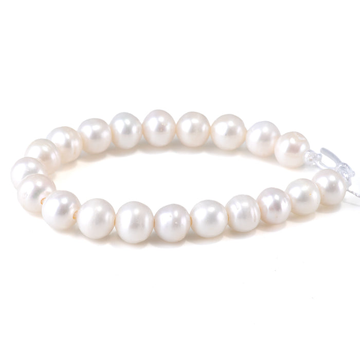 Freshwater Pearl 10-11mm White Potato Large Hole Beads - 8 Inch
