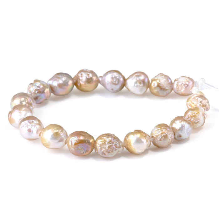 Freshwater Pearl 10-14mm Multi Neutral "Edison" Baroque Large Hole Beads - 8 Inch