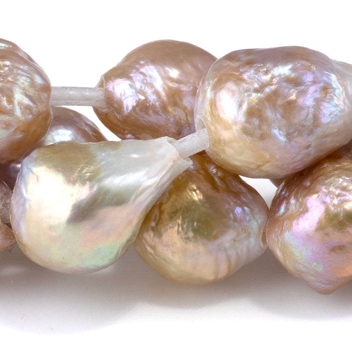 Freshwater Pearl 10-14mm Multi Neutral "Edison" Baroque Large Hole Beads - 8 Inch