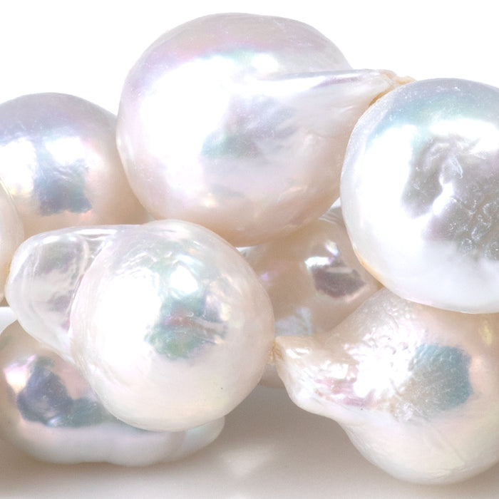Freshwater Pearl 10-13x12-17mm White Semi Baroque Beads - 15-16 Inch